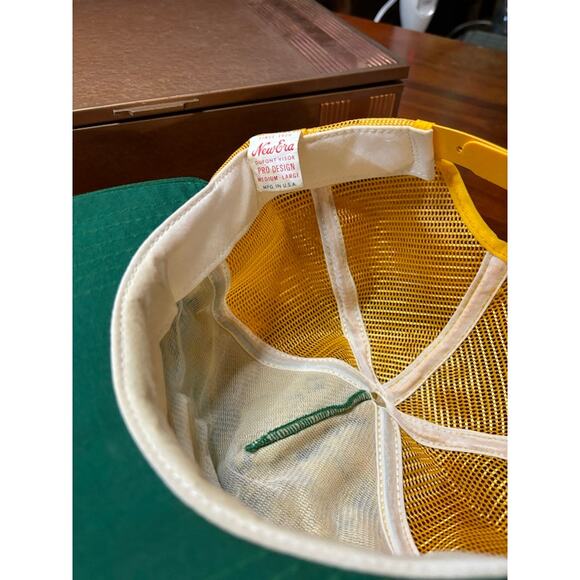 vintage snapback New Era hat D & G Machine green and yellow trucker dad cap - Picture 5 of 6